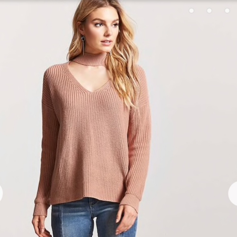 Pink Oversized Cutout Distressed Sweater